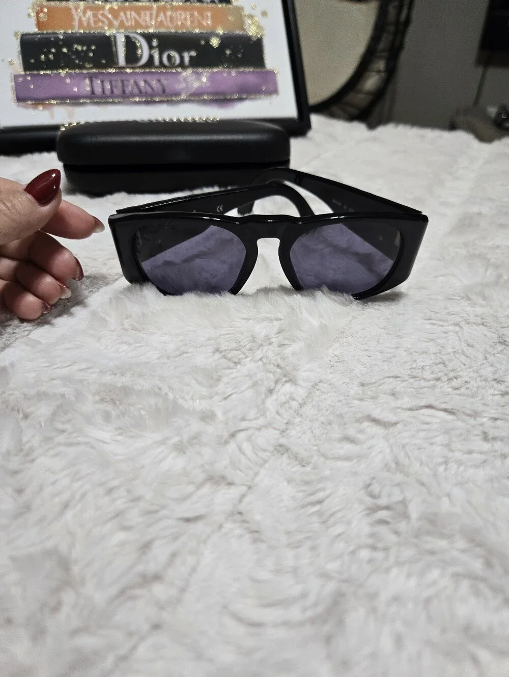 CHANEL 01450 94305 Black Gold CC Cocomark Sunglasses EUC